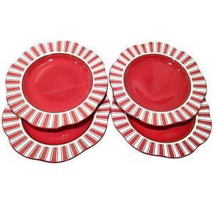 Pier 1 Candy Cane Salad Dessert Plates (4)